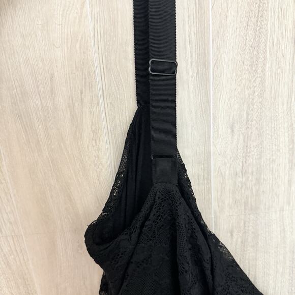 Free People Dress Medium Reflected Moonlight Black Lace Ribbon Skater Whimsygoth - Picture 15 of 15